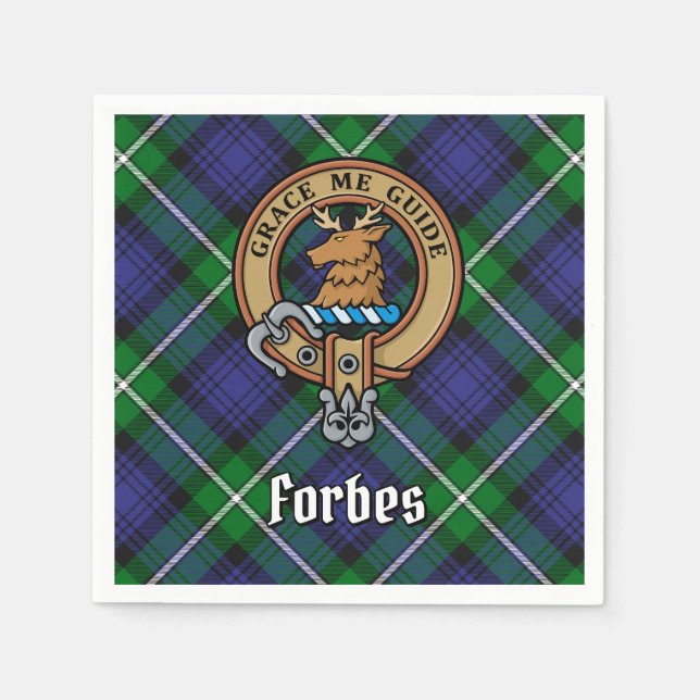 Clan Forbes Crest over Tartan Napkins (Front)