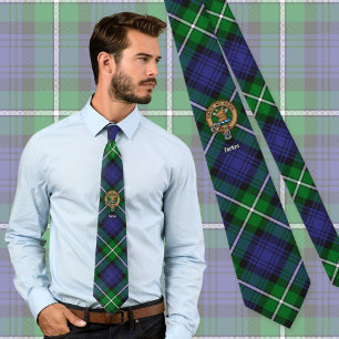 Clan Forbes Crest over Tartan Neck Tie