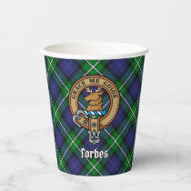 Clan Forbes Crest over Tartan Paper Cups