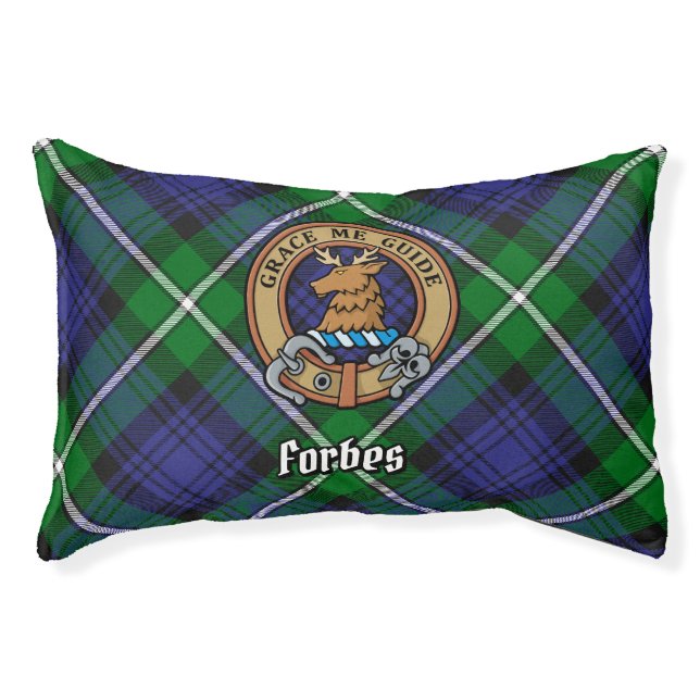 Clan Forbes Crest over Tartan Pet Bed (Front)