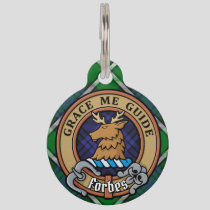 Clan Forbes Crest over Tartan Pet ID Tag