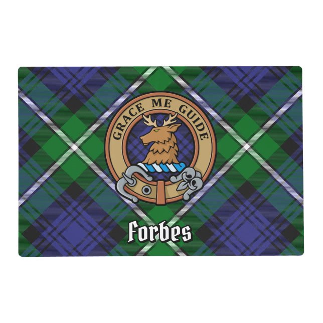 Clan Forbes Crest over Tartan Placemat (Front)