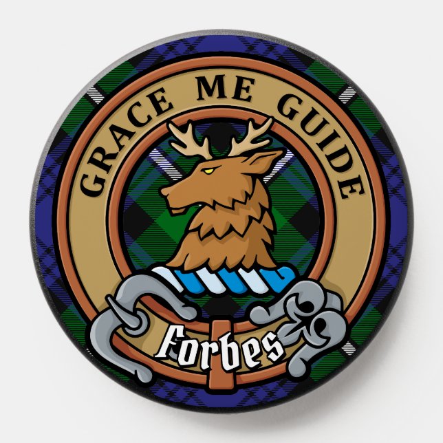 Clan Forbes Crest over Tartan PopSocket (Popsocket)