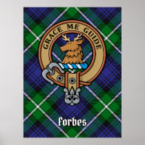 Clan Forbes Crest over Tartan Poster