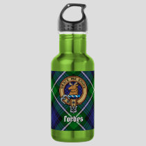 Clan Forbes Crest over Tartan Stainless Steel Water Bottle