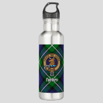 Clan Forbes Crest over Tartan Stainless Steel Water Bottle