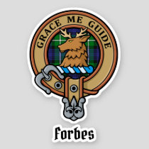 Clan Forbes Crest over Tartan Sticker