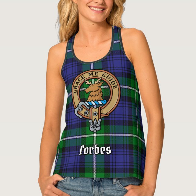 Clan Forbes Crest over Tartan Tank Top (Front)