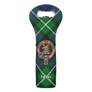 Clan Forbes Crest over Tartan Wine Bag
