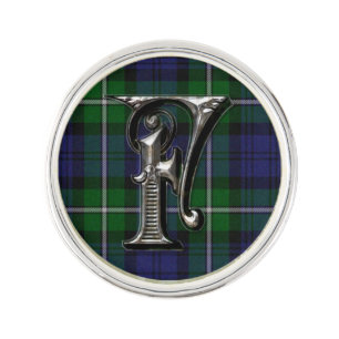 Clan Forbes Plaid Monogram F Lapel Pin