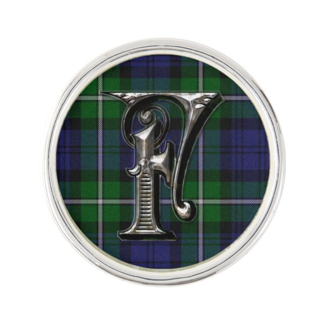 Clan Forbes Plaid Monogram F Lapel Pin (Front)