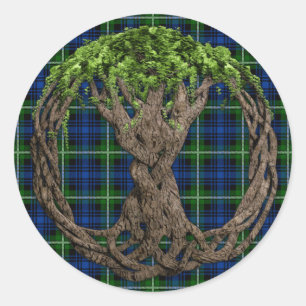 Clan Forbes Tartan And Celtic Tree Of Life Classic Round Sticker
