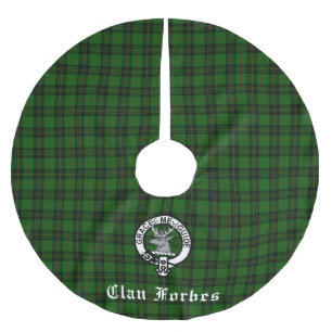 Clan Forbes Tartan and Crest Badge Brushed Polyester Tree Skirt