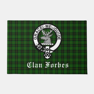 Clan Forbes Tartan and Crest Badge Doormat