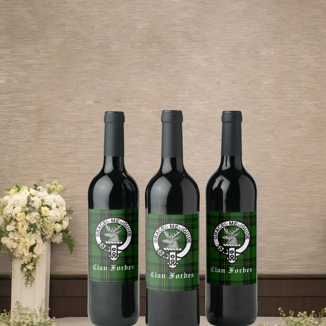 Clan Forbes Tartan and Crest Badge  Wine Label (Creator Uploaded)
