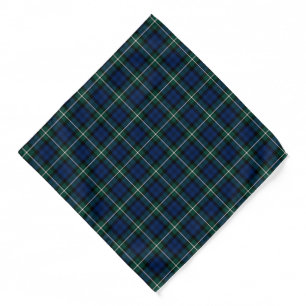 Clan Forbes Tartan Blue and Green Scottish Plaid Bandana
