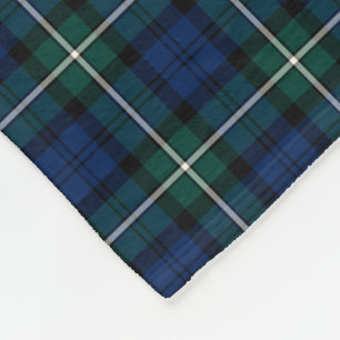 Clan Forbes Tartan Blue and Green Scottish Plaid Fleece Blanket