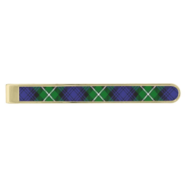 Clan Forbes Tartan Gold Finish Tie Bar (Front)