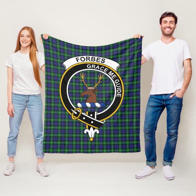 Clan Forbes Tartan Plaid Fleece Blanket (In Situ)
