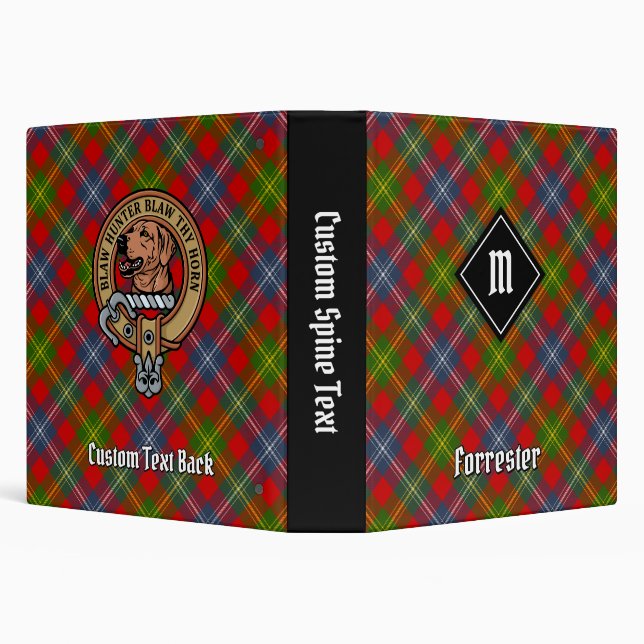 Clan Forrester Crest over Tartan 3 Ring Binder (Background)