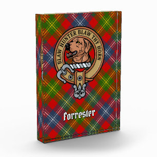 Clan Forrester Crest over Tartan Acrylic Award