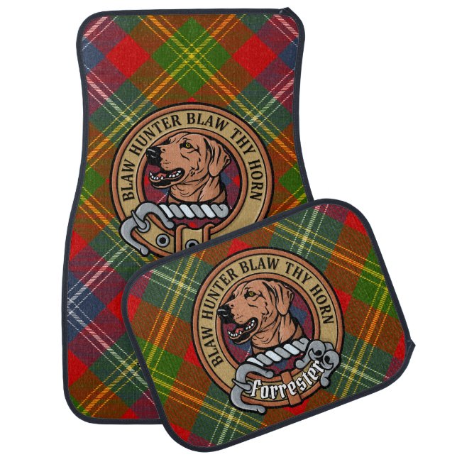 Clan Forrester Crest over Tartan Car Floor Mat (Set)