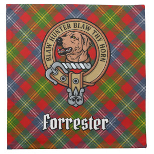 Clan Forrester Crest over Tartan Cloth Napkin