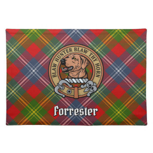 Clan Forrester Crest over Tartan Cloth Placemat
