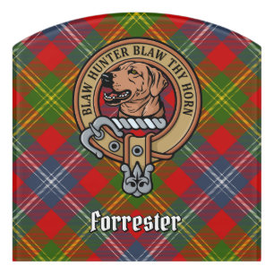 Clan Forrester Crest over Tartan Door Sign