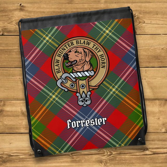 Clan Forrester Crest over Tartan Drawstring Bag (Creator Uploaded)