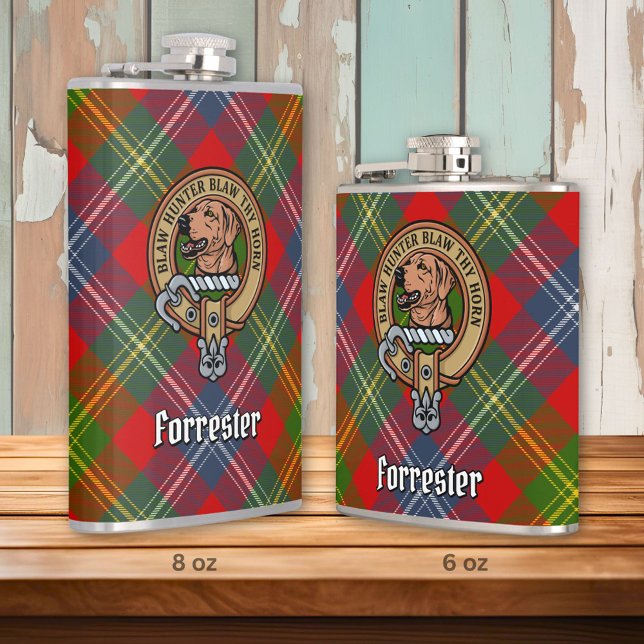 Clan Forrester Crest over Tartan Flask (Creator Uploaded)