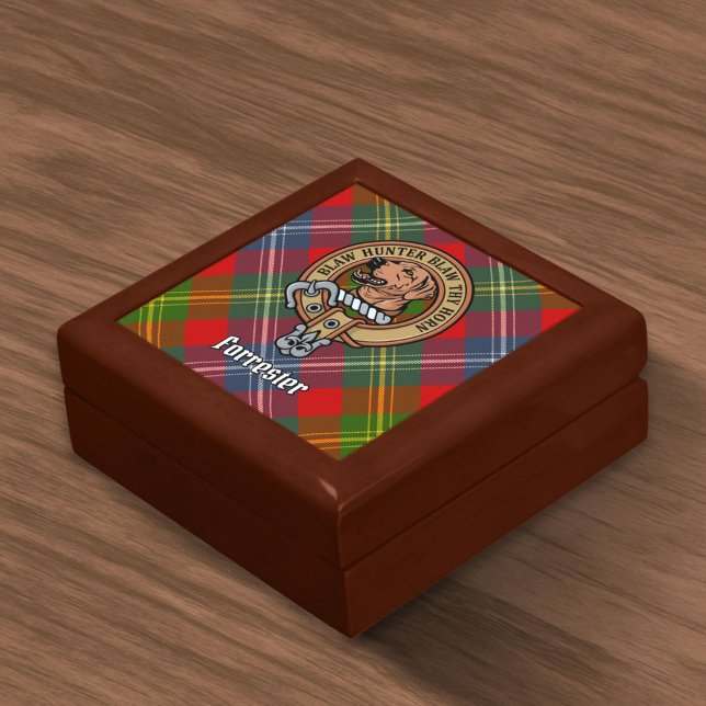 Clan Forrester Crest over Tartan Gift Box (Creator Uploaded)