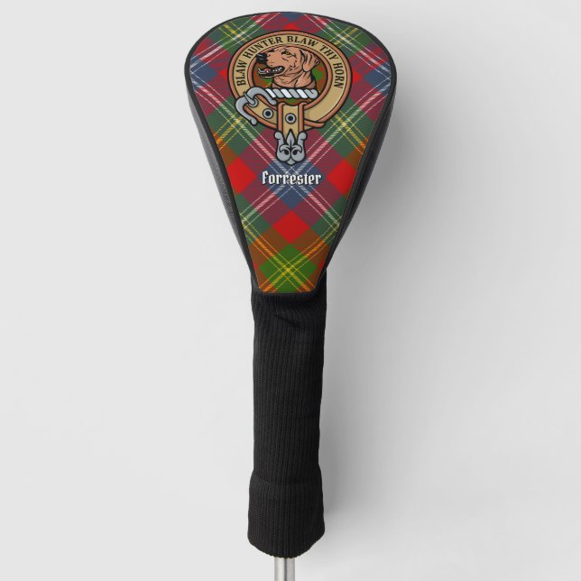 Clan Forrester Crest over Tartan Golf Head Cover (Front)
