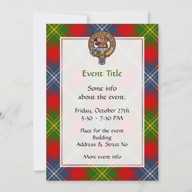 Clan Forrester Crest over Tartan Invitation (Front)