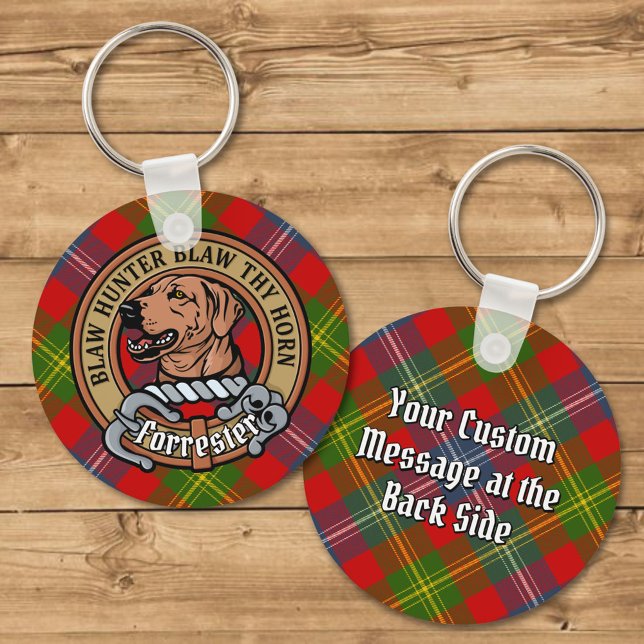 Clan Forrester Crest over Tartan Keychain (Creator Uploaded)