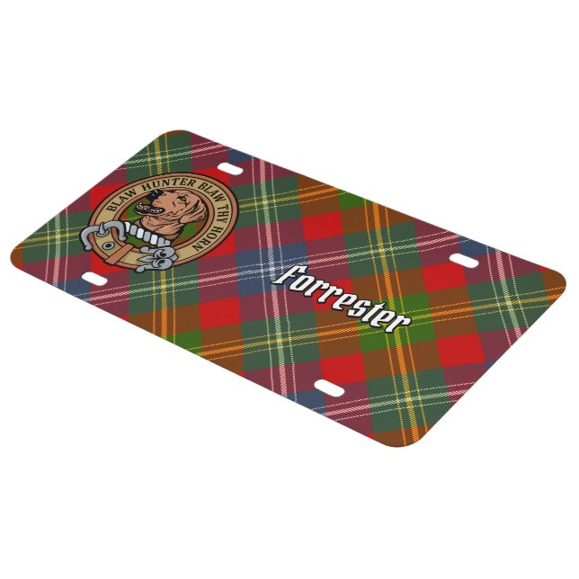 Clan Forrester Crest over Tartan License Plate (Side)