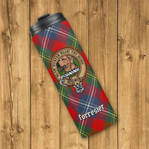 Clan Forrester Crest over Tartan Thermal Tumbler