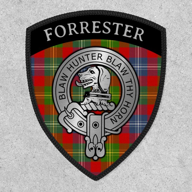 Clan Forrester Crest & Tartan Shield Patch (Front)