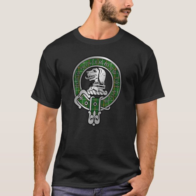Clan Forrester / Foster Crest & Hunting Tartan T-Shirt (Front)