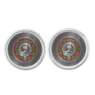 Clan Forrester   Foster Crest & Tartan Knot Cufflinks
