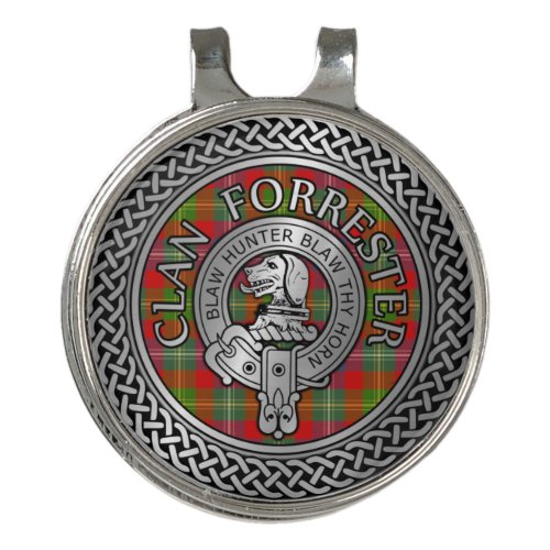 Clan Forrester  Foster Crest  Tartan Knot Golf Hat Clip