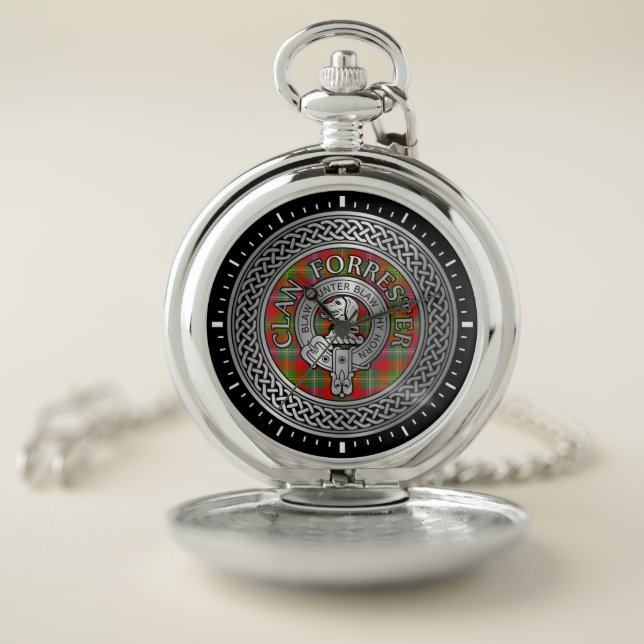 Clan Forrester | Foster Crest & Tartan Knot Pocket Watch (Inside)