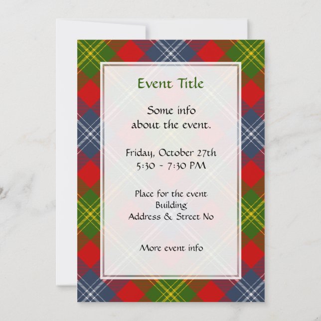 Clan Forrester Tartan Invitation (Back)