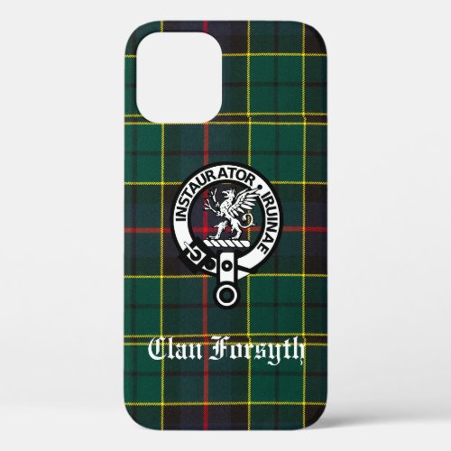 Clan Forsyth Crest Badge and Tartan iPhone 12 Case