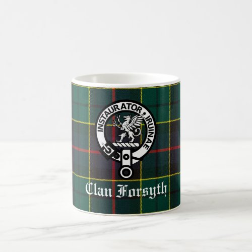 Clan Forsyth Crest Badge and Tartan Coffee Mug