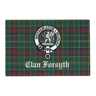 Clan Forsyth Crest Badge and Tartan Placemat