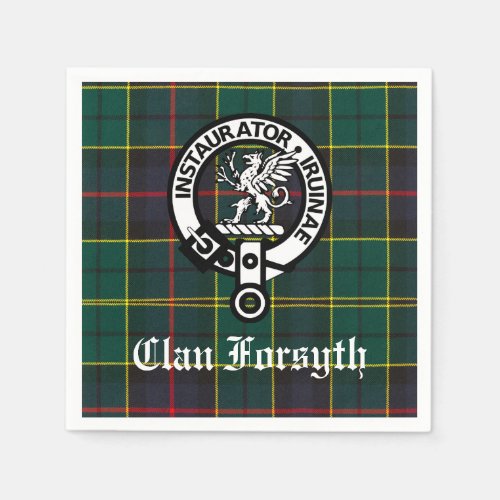 Clan Forsyth Crest  Tartan Customizable Napkins
