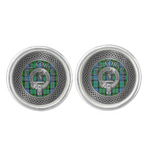 Clan Forsyth Crest & Tartan Knot Cufflinks