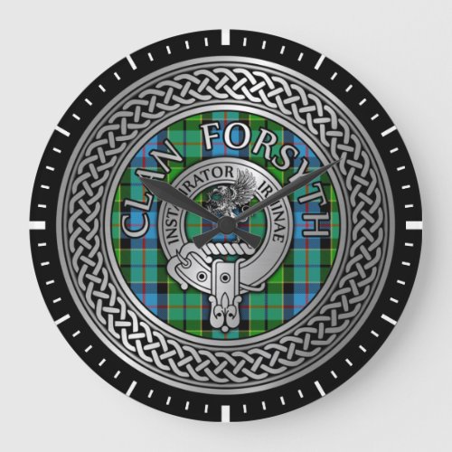 Clan Forsyth Crest  Tartan Knot Large Clock