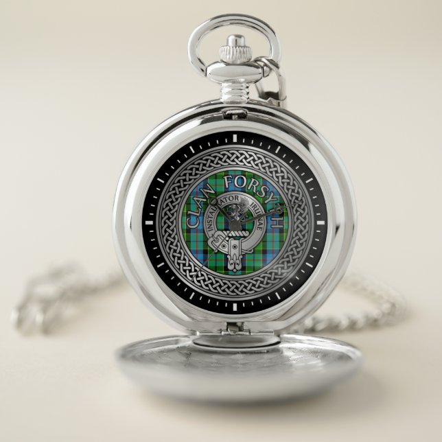 Clan Forsyth Crest & Tartan Knot Pocket Watch (Inside)